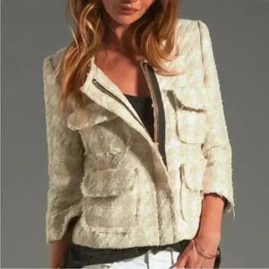 Smythe Cream Tweed Houndstooth Blazer
